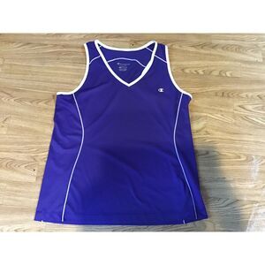 Champion Blue Athletic Top Size L Double Dry Racer Back Sleeveless Workout